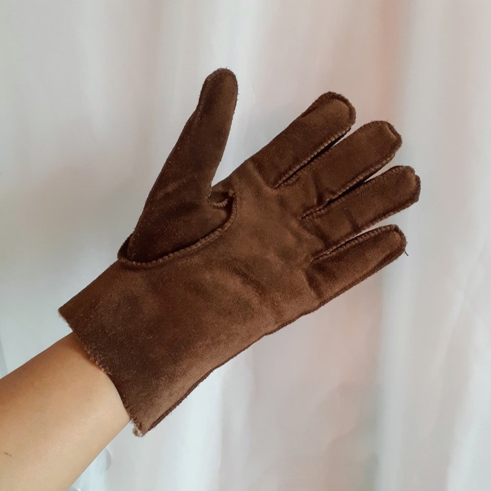 Brown suede gloves - Picture 6 of 7